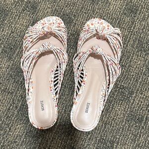 Schutz Women's Floral Knotted Sandals - White and Pink